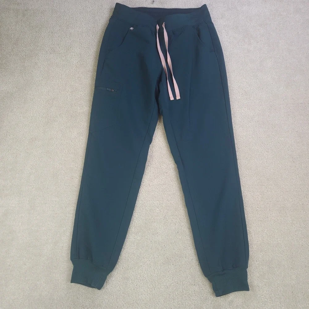 Figs Zamora High Waisted Jogger Scrub Pants Teal Women Small